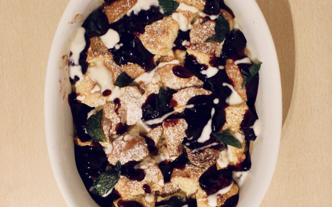 Blueberry and Coconut Bread Pudding